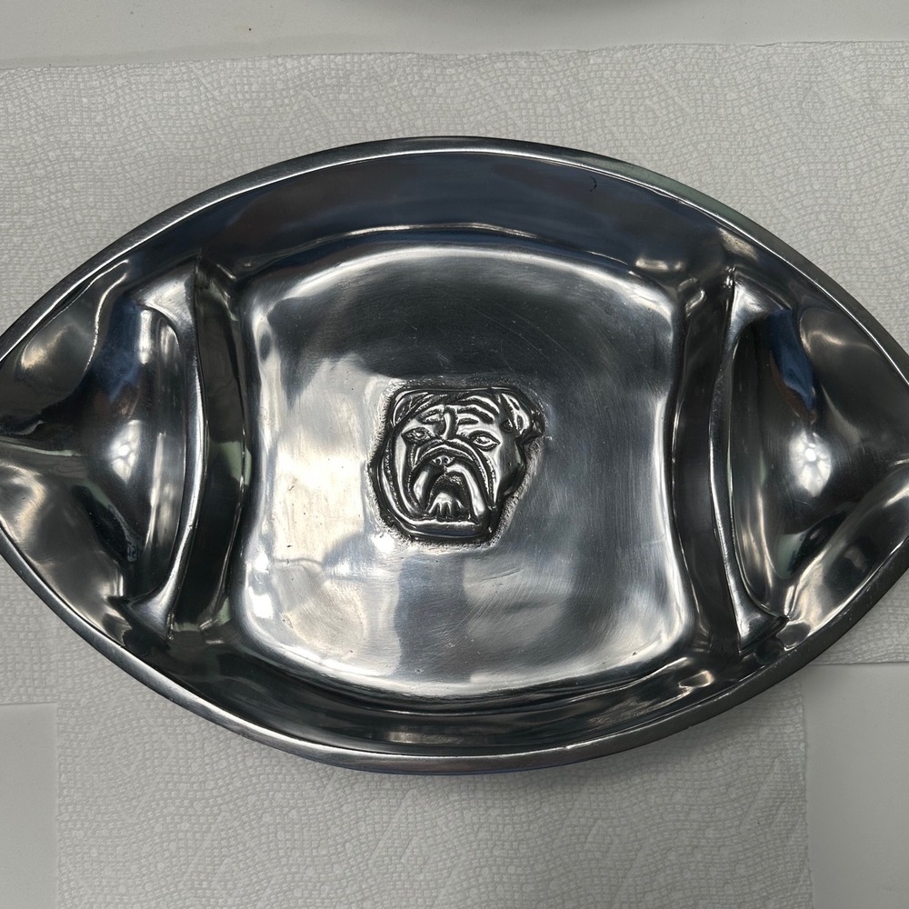 3.8LB  Bulldog Football Shaped  Divided Serving Tray‎ Mascot Game  Platter